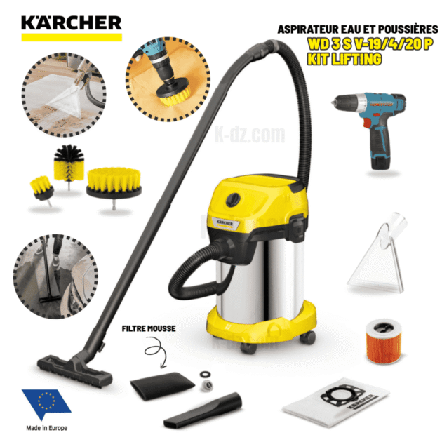 KARCHER Aspirateur eau et poussières WD 3 S V-19/4/20 KIT LIFTING