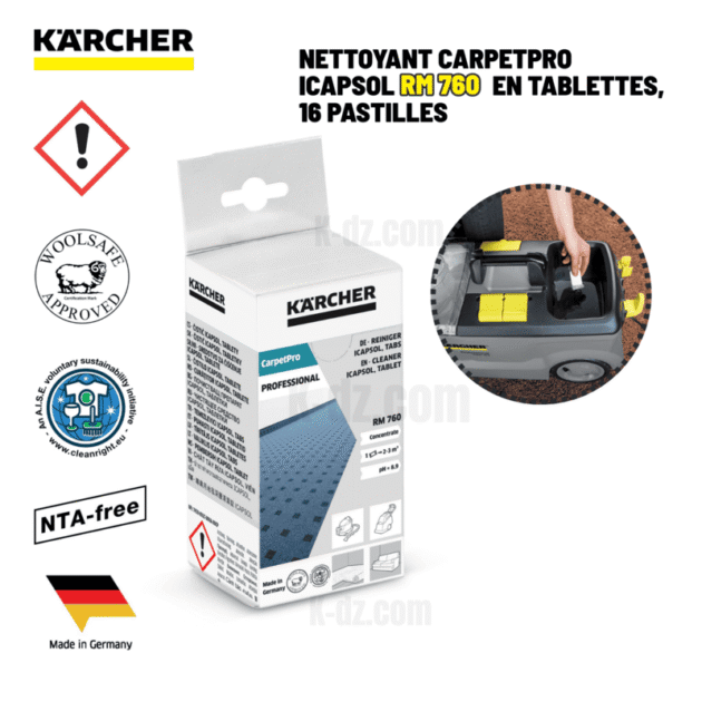 Nettoyant pour moquettes KARCHER RM 760 CarpetPro en tablettes 62958500