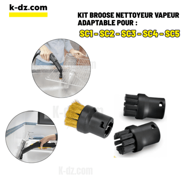 Kit De 3 Brosses adaptable pour nettoyeur vapeur KARCHER SC1 SC2 SC3 SC4 SC5