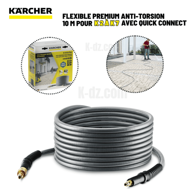 Flexible Premium Anti-torsion 10 m pour KARCHER K 2 à K 7 avec Quick Connect
