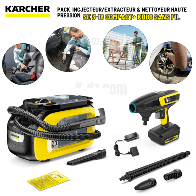 PACK  Incjecteur/extracteur SE 3-18 Compact & Nettoyeur haute pression KHB 6 (avec batterie amovible)