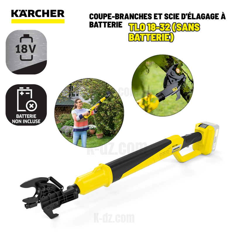 Coupe-branches et scie d'élagage à batterie KARCHER TLO 18-32 (sans batterie) 1 Coupe-branches et scie d'élagage à batterie KARCHER TLO 18-32 (sans batterie)