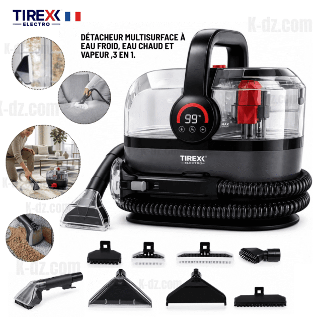 Détacheur TIREXX multisurface à eau froid, eau chaud et  vapeur ,3 en 1.